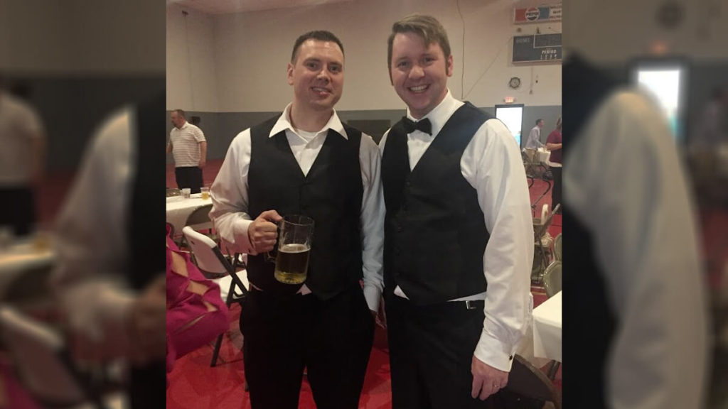 Justin Benline and Eric Hersey at a Wedding