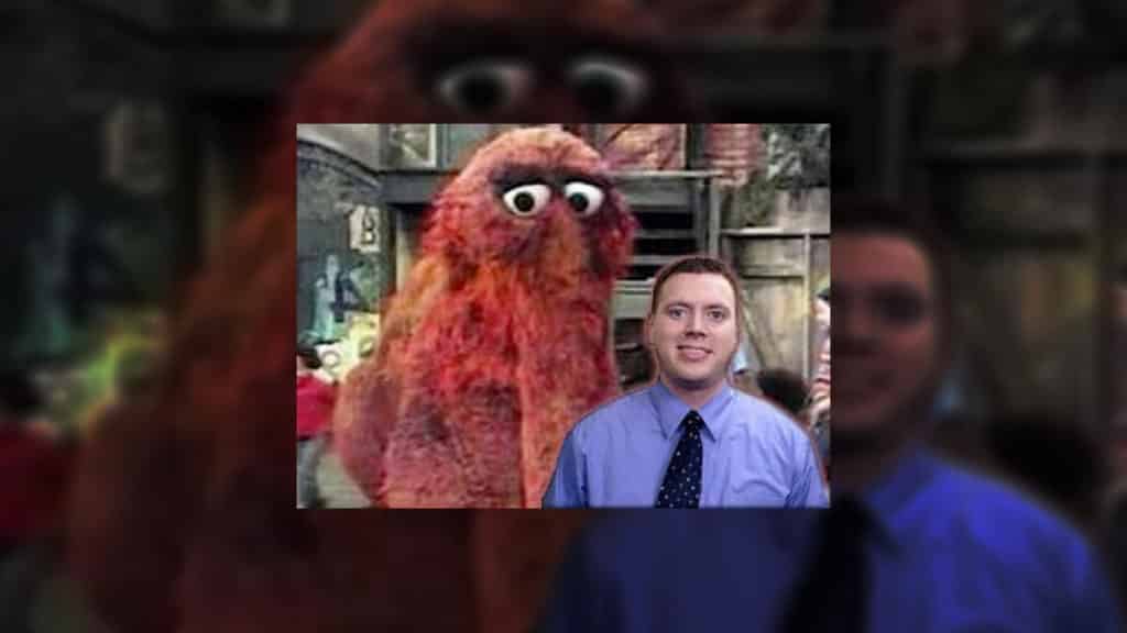 Justin Benline with Snuffleupagus