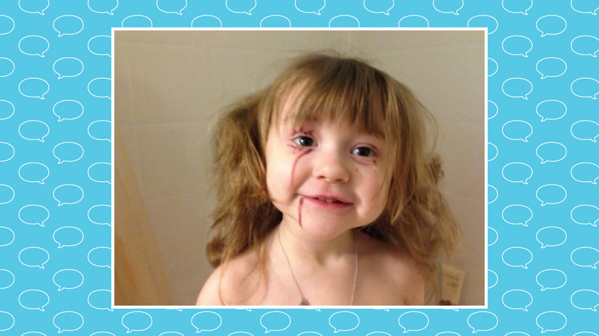 Lainee drawing on her face