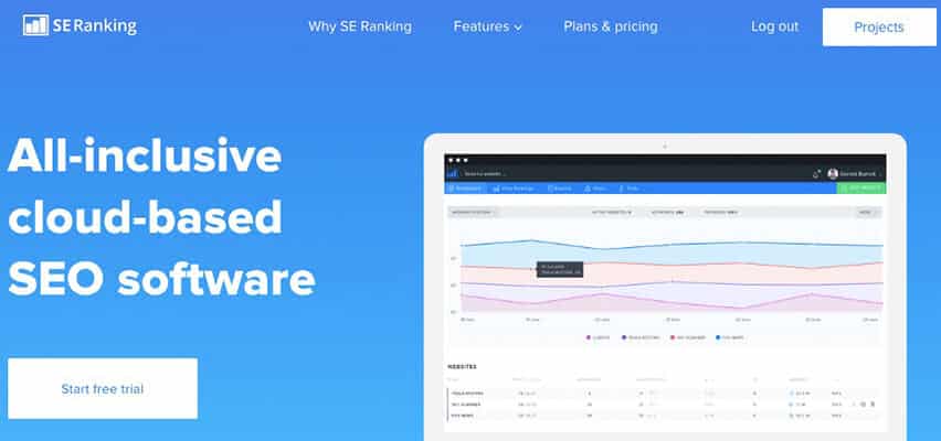 SE Ranking Tool Homepage Screenshot
