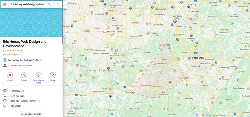 Service Area Business on Map