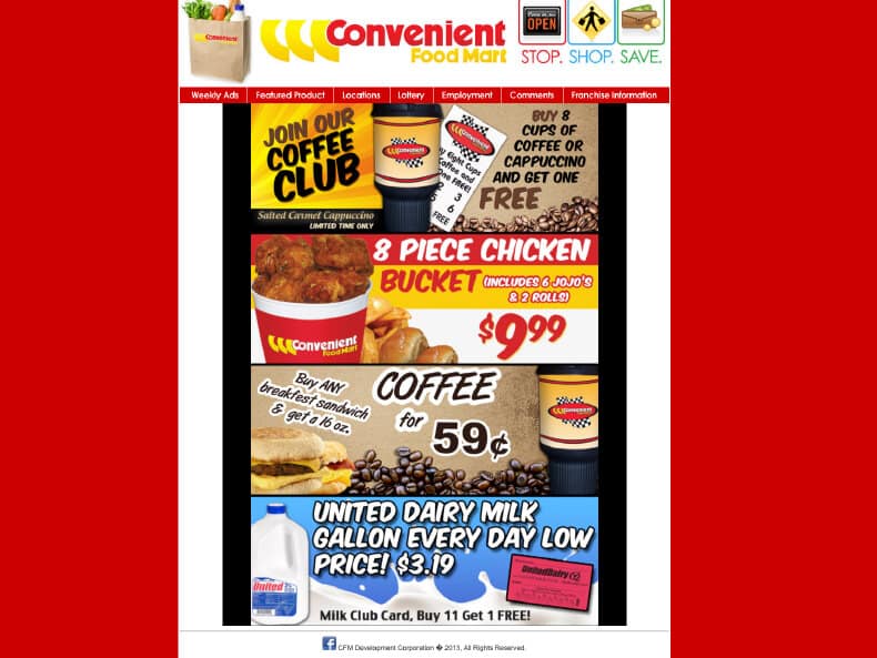 Old HTML Convenient Food Mart page