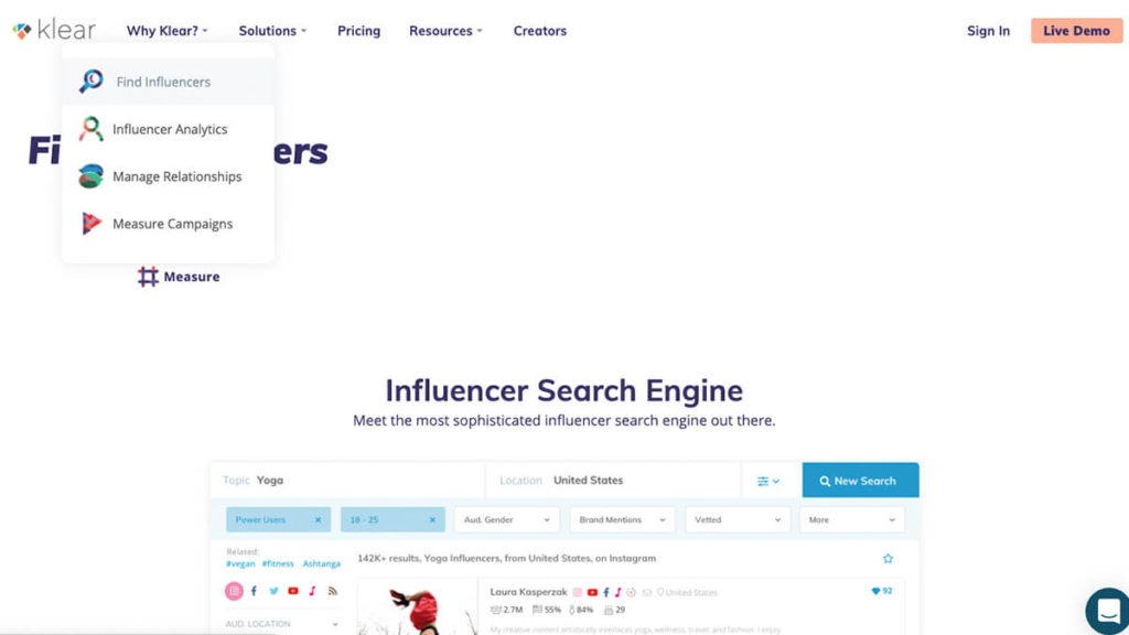 Search for Ohio Valley Influencers on Klear