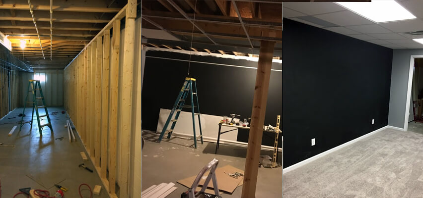 Broken Basement Construction Before and After